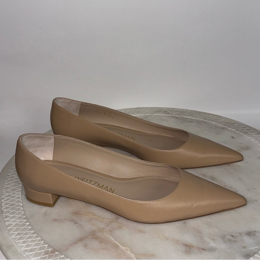 Stuart Weitzman Women's 1 Inch Block Heel Pump Beige Tan WMNS Size 9